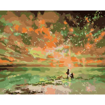 ZUTY Malování podle čísel - ORANŽOVÁ POLÁRNÍ ZÁŘE Rozměr: 40x50 cm, Rámování: vypnuté plátno na rám