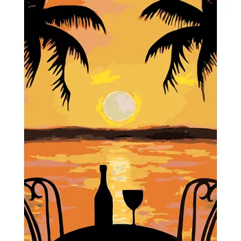 ZUTY Malování podle čísel - ROMANTIKA POD PALMOU Rozměr: 40x50 cm, Rámování: bez rámu a bez vypnutí plátna