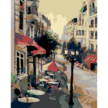 ZUTY Malování podle čísel - SEZENÍ PŘED HOTELEM Rozměr: 40x50 cm, Rámování: vypnuté plátno na rám