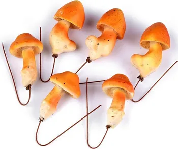 Umělá květina Stoklasa Umělé houby na drátku s mechem oranžovožluté