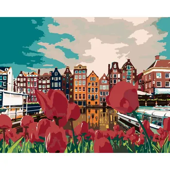 ZUTY Malování podle čísel - TULIPÁNY V AMSTERDAMU Rozměr: 40x50 cm, Rámování: vypnuté plátno na rám