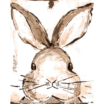 ZUTY Malování podle čísel - KRÁLÍK BÍLÉ POZADÍ (HALEY BUSH) Rozměr: 40x50 cm, Rámování: bez rámu a bez vypnutí plátna