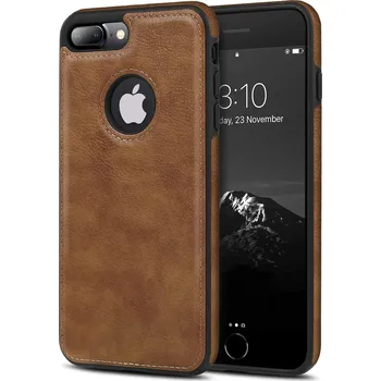 Pouzdro na mobilní telefon Kožený obal s výřezem pro logo iPhone 7/8 Barva: Hnědá