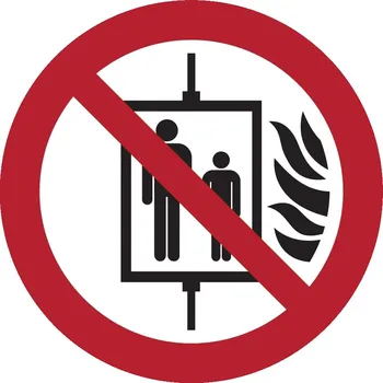 Zákazové značení, při požáru nepoužívat výtah – fólie, pr. 75 mm