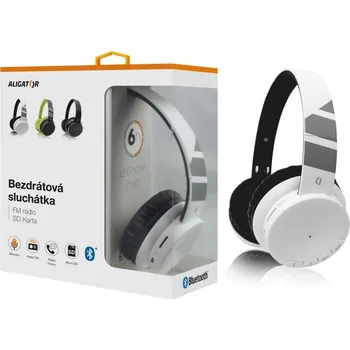 Sluchátka Bluetooth sluchátka ALIGATOR AH02WT, FM, SD karta, bílá