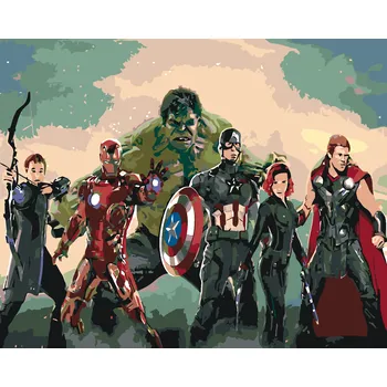 ZUTY Malování podle čísel - AVENGERS ASSEMBLE Rozměr: 40x50 cm, Rámování: vypnuté plátno na rám