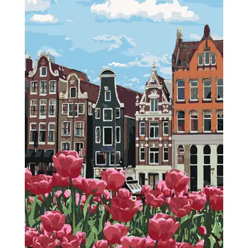 ZUTY Malování podle čísel - TULIPÁNY V AMSTERDAMU II Rozměr: 80x100 cm, Rámování: vypnuté plátno na rám