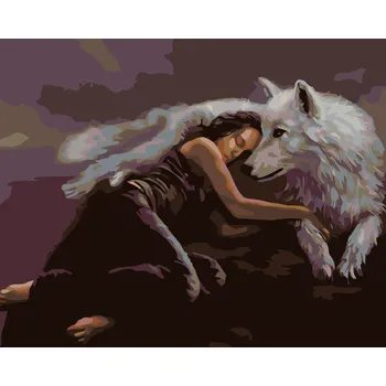 ZUTY Malování podle čísel - POD OCHRANOU VLKA Rozměr: 40x50 cm, Rámování: bez rámu a bez vypnutí plátna