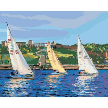 ZUTY Malování podle čísel - PLACHETNICE VE VLNÁCH Rozměr: 40x50 cm, Rámování: bez rámu a bez vypnutí plátna