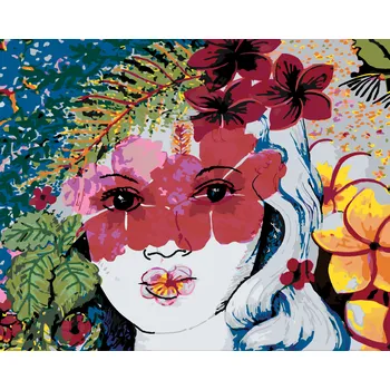 ZUTY Malování podle čísel - ŽENA A KVĚTINOVÉ OČI Rozměr: 40x50 cm, Rámování: bez rámu a bez vypnutí plátna