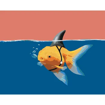 ZUTY Malování podle čísel - ZLATÁ RYBKA NEBO ŽRALOK Rozměr: 40x50 cm, Rámování: bez rámu a bez vypnutí plátna