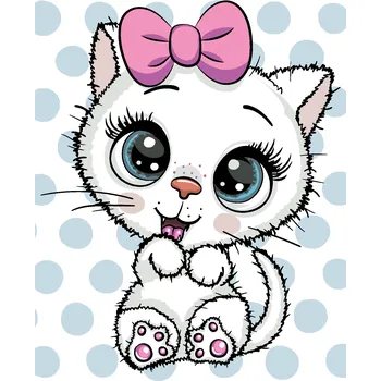 ZUTY Malování podle čísel - ROZTOMILÁ BÍLÁ KOČKA Rozměr: 40x50 cm, Rámování: bez rámu a bez vypnutí plátna