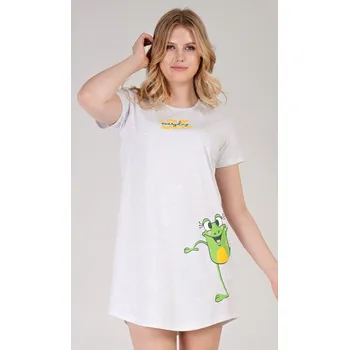 Dámská noční košile Dámská noční košile s krátkým rukávem Frog světle šedá XL