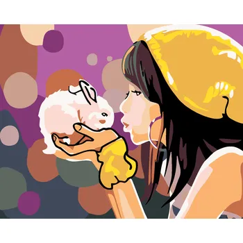 ZUTY Malování podle čísel - DÍVKA S KRÁLÍKEM Rozměr: 40x50 cm, Rámování: bez rámu a bez vypnutí plátna