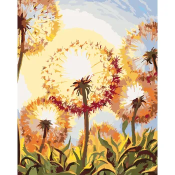 ZUTY Malování podle čísel - PAMPELIŠKA VE SLUNEČNÍM SVITU Rozměr: 40x50 cm, Rámování: bez rámu a bez vypnutí plátna