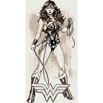 ZUTY Malování podle čísel - WONDER WOMAN ČERNOBÍLÝ PLAKÁT II Rozměr: 40x50 cm, Rámování: vypnuté plátno na rám