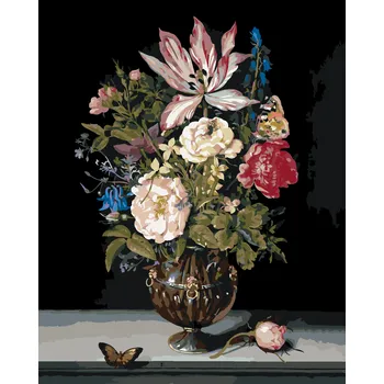 ZUTY Malování podle čísel - ZÁTIŠÍ S KVĚTINAMI (AMBROSIUS BOSSCHAERT) Rozměr: 40x50 cm, Rámování: bez rámu a bez vypnutí plátna