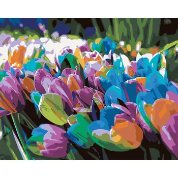 ZUTY Malování podle čísel - DUHOVÉ TULIPÁNY Rozměr: 80x100 cm, Rámování: bez rámu a bez vypnutí plátna