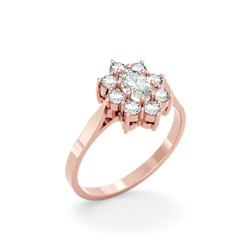 Prsten SOLUNA Luxusní zlatý prsten se zirkony LITTLE SNOWFLAKE růžové zlato VELIKOST: 50 - 15,9 mm