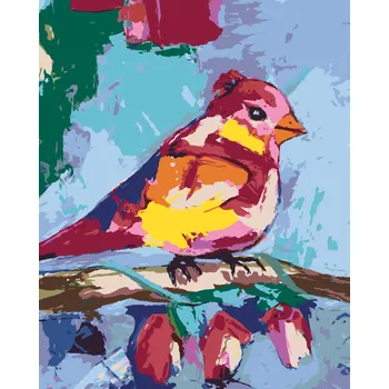 ZUTY Malování podle čísel - BAREVNÝ PTÁČEK NA VĚTVI Rozměr: 40x50 cm, Rámování: bez rámu a bez vypnutí plátna