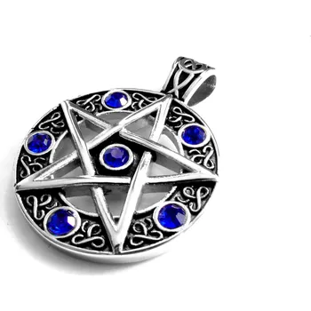 Přívěsek Steel Jewelry Přívěsek pentagram modrý krystal z chirurgické oceli PR171026 dárkové balení zdarma