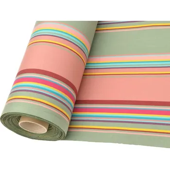 Mirtex Tkanina TENDA SOLE CARIBE 210/408 Zeleno-vínové pruhy šíře 160cm