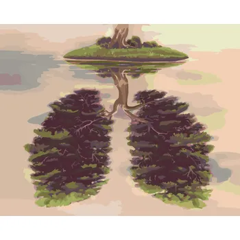 ZUTY Malování podle čísel - STROM VE TVARU PLIC NA OSTROVĚ Rozměr: 80x100 cm, Rámování: vypnuté plátno na rám