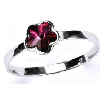 Prsten Stříbrný dětský prsten - tmavě růžová kytička Varianta:: Velikost 40