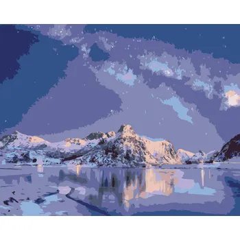 ZUTY Malování podle čísel - MLÉČNÁ DRÁHA NAD ZAMRZLÝM MOŘSKÝM POBŘEŽÍM Rozměr: 40x50 cm, Rámování: bez rámu a bez vypnutí plátna