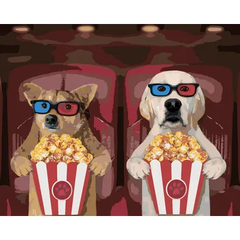 ZUTY Malování podle čísel - PSI V KINĚ Rozměr: 40x50 cm, Rámování: bez rámu a bez vypnutí plátna