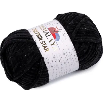 Příze Pletací žinylková příze s lurexovým vláknem Dolphin Star 100 g, barva 12 (92111) černá