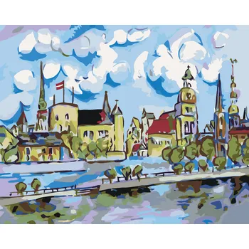 ZUTY Malování podle čísel - CESTA K MĚSTU Rozměr: 40x50 cm, Rámování: vypnuté plátno na rám