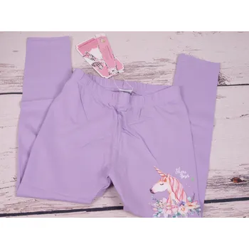 Dívčí legíny Dívčí legíny elasťáky Kugo WL9330 fialkové s jednorožcem velikost oblečení - děti: 98/104