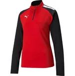 Triko s dlouhým rukávem Puma teamLIGA 1 4 Zip Top W Red- Bla 657253-01 Velikost L