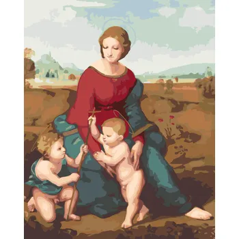 ZUTY Malování podle čísel - MADONA V ZELENI (RAFFAELLO SANTI) Rozměr: 40x50 cm, Rámování: bez rámu a bez vypnutí plátna