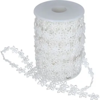 Dětské navlékací korálky Borta plast. na roli, KYTIČKY, bílé, 1,5 cm, 10m/návin