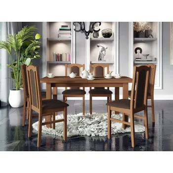 Jídelní stůl MIRJAN Rozkládací jídelní stůl se 6 židlemi AL06 Barva dřeva: olše-L, Potah: Soro 28