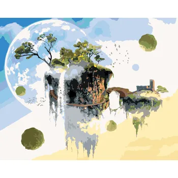 ZUTY Malování podle čísel - LÉTAJÍCÍ OSTROV Rozměr: 40x50 cm, Rámování: bez rámu a bez vypnutí plátna