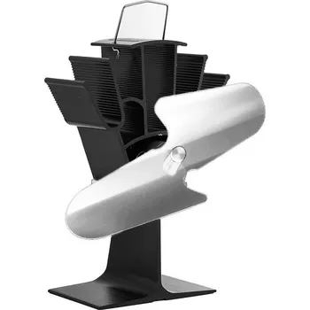 Krbový ventilátor HSF Ventilátor na kamna dvoulopatkový stříbrný