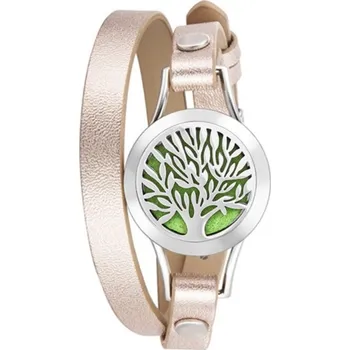 Náramek Aroma difúzní náramek Strom života dvojitý kožený řemínek