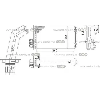 Výměník tepla Radiátor topení NRF - 58062, 7701039481 - Renault Laguna
