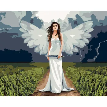 Hračka ZUTY Malování podle čísel - ANDĚLSKÁ ŽENA A BOUŘE Rozměr: 40x50 cm, Rámování: bez rámu a bez vypnutí plátna