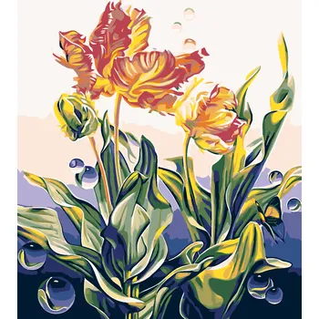 ZUTY Malování podle čísel - ROZKVETLÉ KVĚTINY A BUBLINKY Rozměr: 40x50 cm, Rámování: bez rámu a bez vypnutí plátna