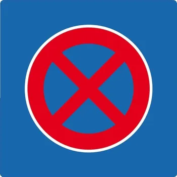 Samolepicí protiskluzové značení na vozovky, zákaz zastavení – PVC, modrá, 400×400 mm