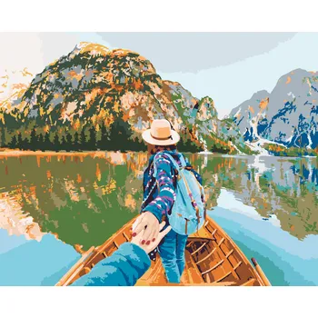 ZUTY Malování podle čísel - ŽENA NA LOĎCE Rozměr: 40x50 cm, Rámování: vypnuté plátno na rám