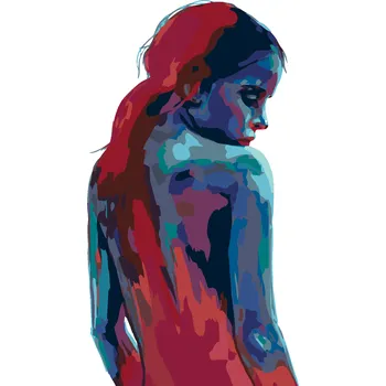 ZUTY Malování podle čísel - ŽENA V ODSTÍNECH MODRÉ A ČERVENÉ Rozměr: 40x50 cm, Rámování: bez rámu a bez vypnutí plátna
