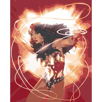 ZUTY Malování podle čísel - OHNIVÁ WONDER WOMAN Rozměr: 40x50 cm, Rámování: bez rámu a bez vypnutí plátna