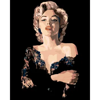 Hračka ZUTY Malování podle čísel - MARILYN V ČERNÝCH ŠATECH Rozměr: 40x50 cm, Rámování: vypnuté plátno na rám