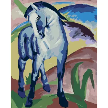 ZUTY Malování podle čísel - MODRÝ KŮŇ (FRANZ MARC) Rozměr: 80x100 cm, Rámování: vypnuté plátno na rám