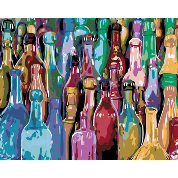 Hračka ZUTY Malování podle čísel - BAREVNÉ LAHVE Rozměr: 40x50 cm, Rámování: vypnuté plátno na rám